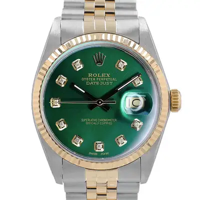 Rolex Datejust Two-Tone Green 18KY Fluted