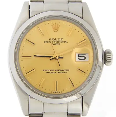 Rolex Date Stainless Steel Domed Bezel
