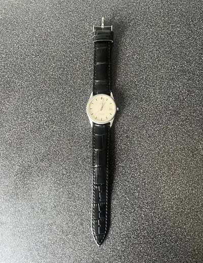 Omega Seamaster Date Black Leather Strap