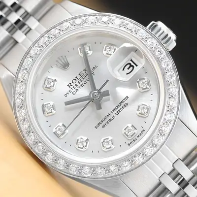 Rolex DATEJUST SILVER DIAMOND 18K WHITE