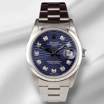 Rolex Date Blue Motif Oyster Steel