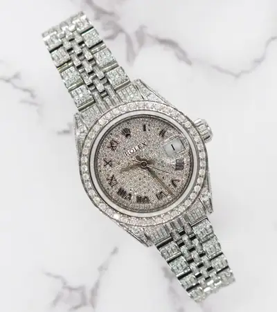 Rolex Datejust with Full PAVE Bezel, Shoulders