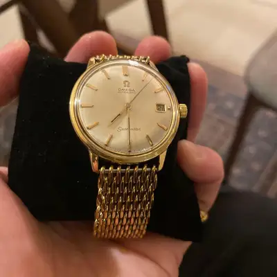 Omega Seamaster Running Gold Band Face