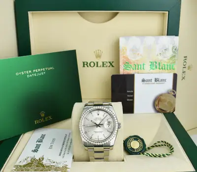 Rolex White Gold SS DateJust Silver