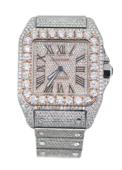 Cartier Santos Large Diamond Stainless Steel
