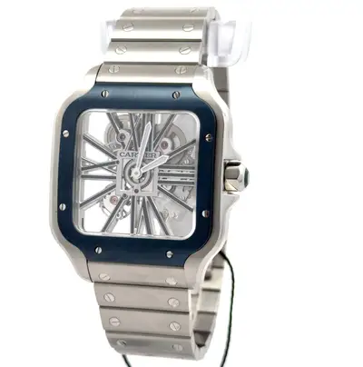 Cartier Santos WHSA0026 Skeleton Blue Stainless