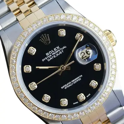 Rolex Datejust Two-Tone Black Bezel Gold