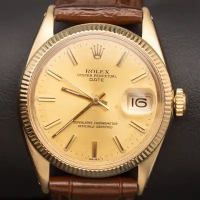Rolex Date 1500 Brown Leather Strap