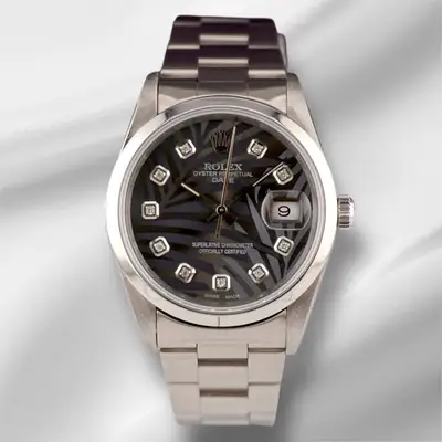 Rolex Date Grey Palm Oyster Steel