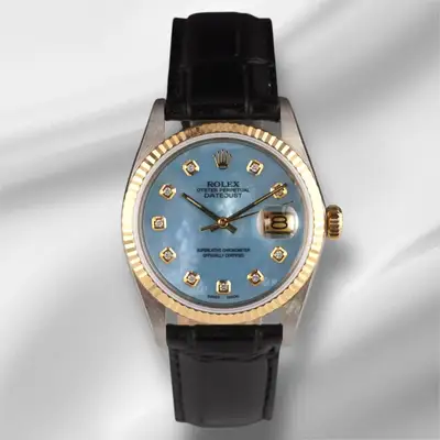 Rolex Datejust Yellow Gold Fluted Blue