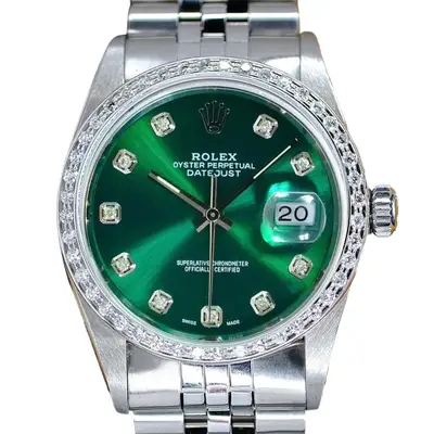 Rolex Datejust Steel Green Bezel Jubilee