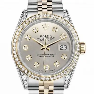 Rolex Datejust Two Tone Diamond Silver