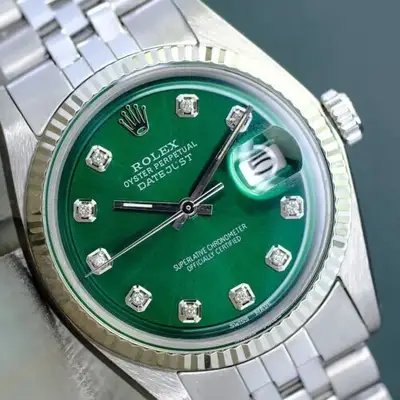 Rolex Datejust Steel Green Fluted Bezel