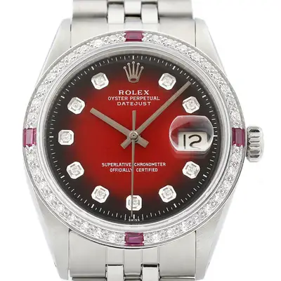 Rolex Datejust Red Vignette 18K Gold