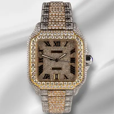 Cartier Santos Large Steel Iced Out