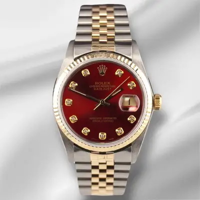 Rolex Datejust Yellow Gold Fluted Red