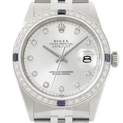 Rolex Datejust Silver Diamond 18K Gold