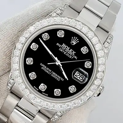 Rolex Datejust Midsize 2.1ct Diamond Bezel/Lugs/Black