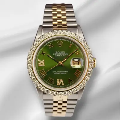 Rolex Datejust YG/Steel 2.50ct Diamond Green
