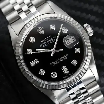 Rolex Datejust Black Steel White Gold