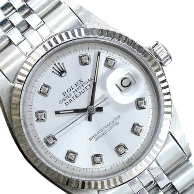 Rolex Datejust Gold Steel Silver Fluted