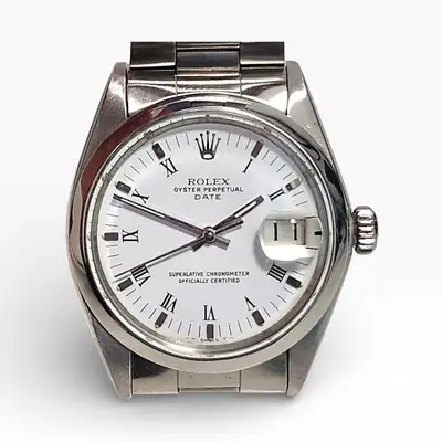 Rolex Date Steel White Roman Oyster