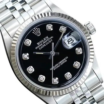 Rolex Datejust Black White Gold Steel