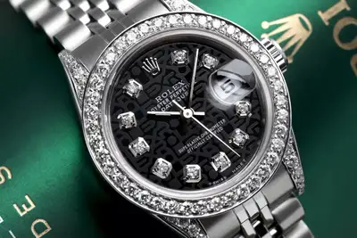 Rolex Datejust Black Jubilee Steel Diamond