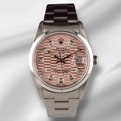 Rolex Date Pink Motif Oyster Steel