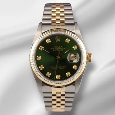 Rolex Datejust Yellow Gold Fluted Green