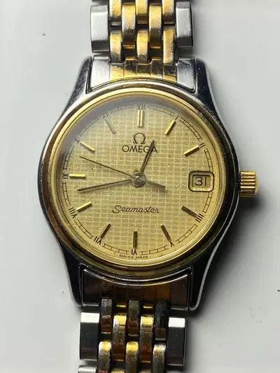 Omega Seamaster Two-Tone Gold-colored Linen- Cleaned