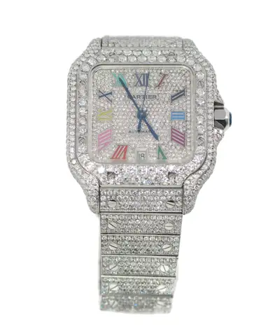 Cartier Santos Large Diamond Stainless Steel