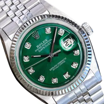Rolex Datejust Gold Steel Green Fluted