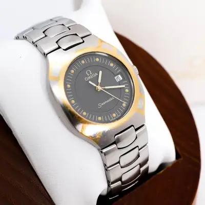 Omega Seamaster Date Two-Tone Gold Bezel