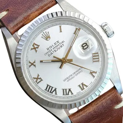 Rolex Datejust SS Silver Engine Turned
