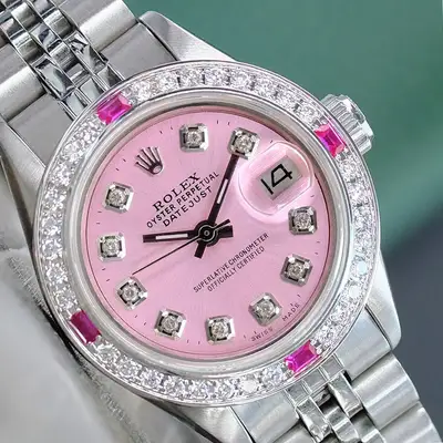 Rolex Datejust Stainless Steel Diamond-Ruby Bezel