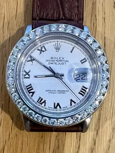 Rolex 18ct White Gold 2.75ct Diamond Bezel