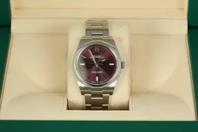 Rolex Oyster Perpetual Stainless Steel Red