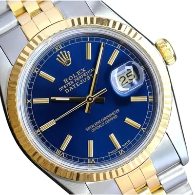 Rolex Datejust Two-Tone Blue 18KY Fluted