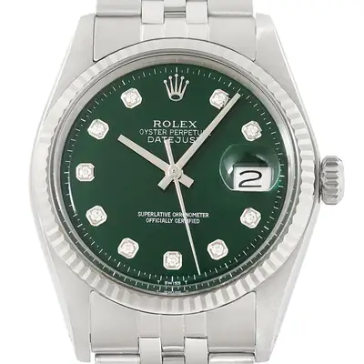 Rolex Datejust 18K Gold SS Green