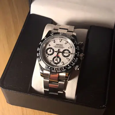 Seiko Men’s Chronograph Black Tachymeter Steel