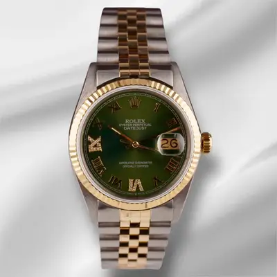 Rolex Datejust Yellow Gold Fluted Green