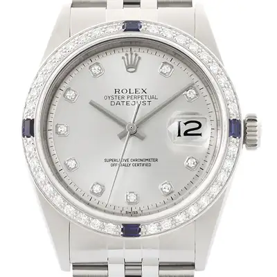 Rolex Datejust Silver Diamond 18K Gold