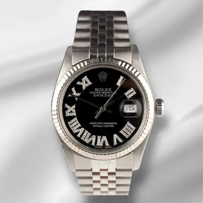 Rolex Datejust Steel Fluted Black Roman