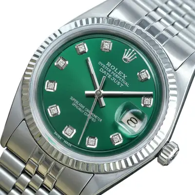 Rolex Datejust Gold Steel Green Fluted