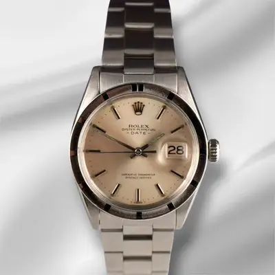 Rolex Date Engine Turned Bezel Steel