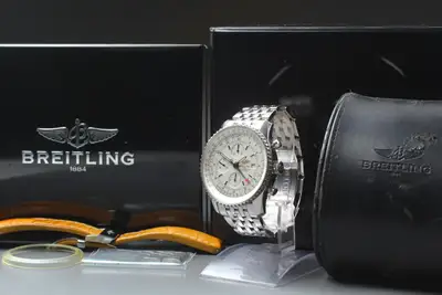 Breitling Navitimer World White Chronograph GMT