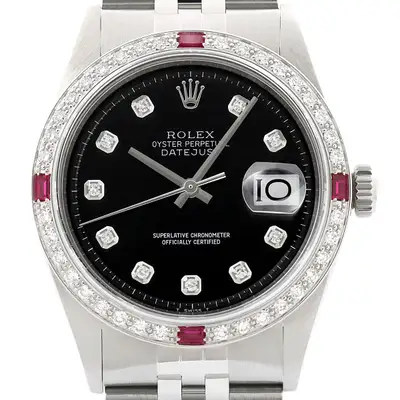 Rolex Datejust Black Diamond Ruby 18K