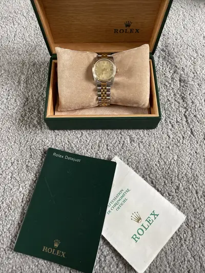 Rolex datejust bi-colour champagne with diamonds