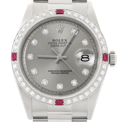 Rolex Datejust Gray Diamond Ruby Bezel
